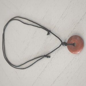 New Handmade Braided Adjustable Natural Gemstone Button Pendant Necklace